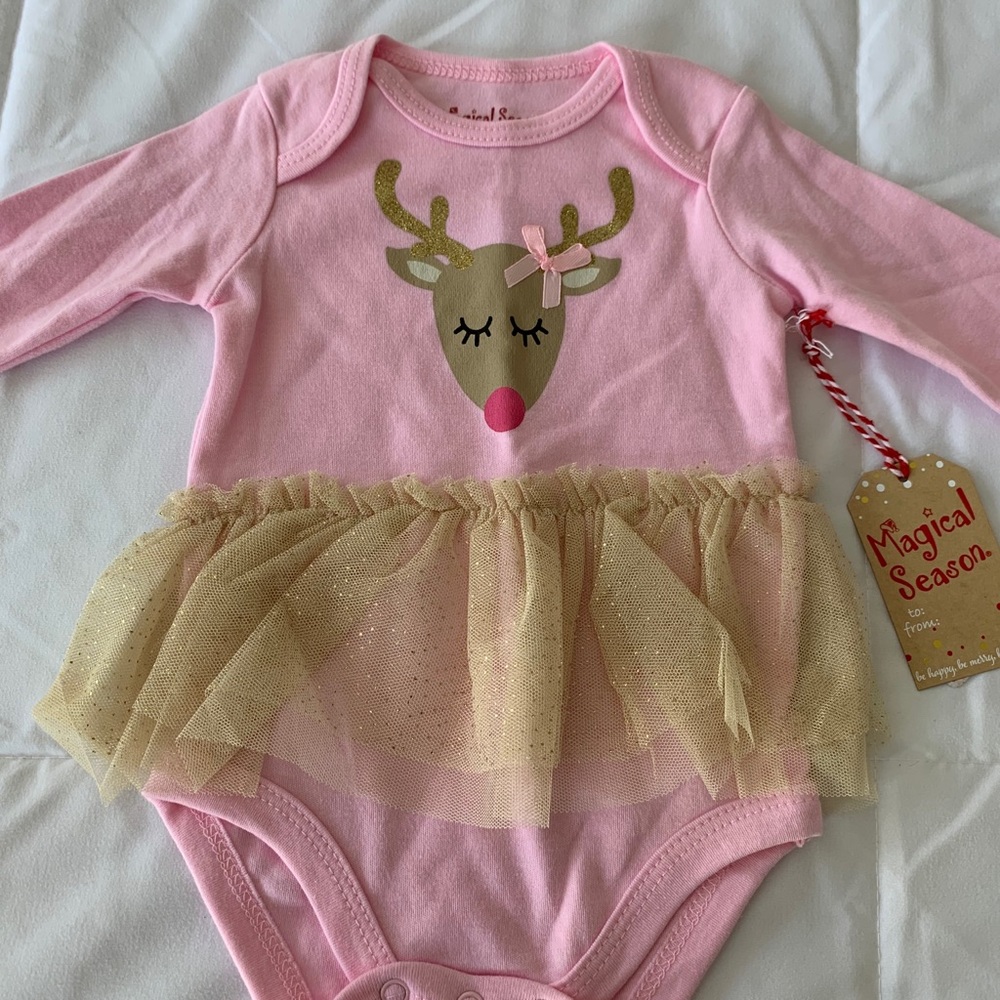 Magical Season Long Sleeve Reindeer Tutu Onsie